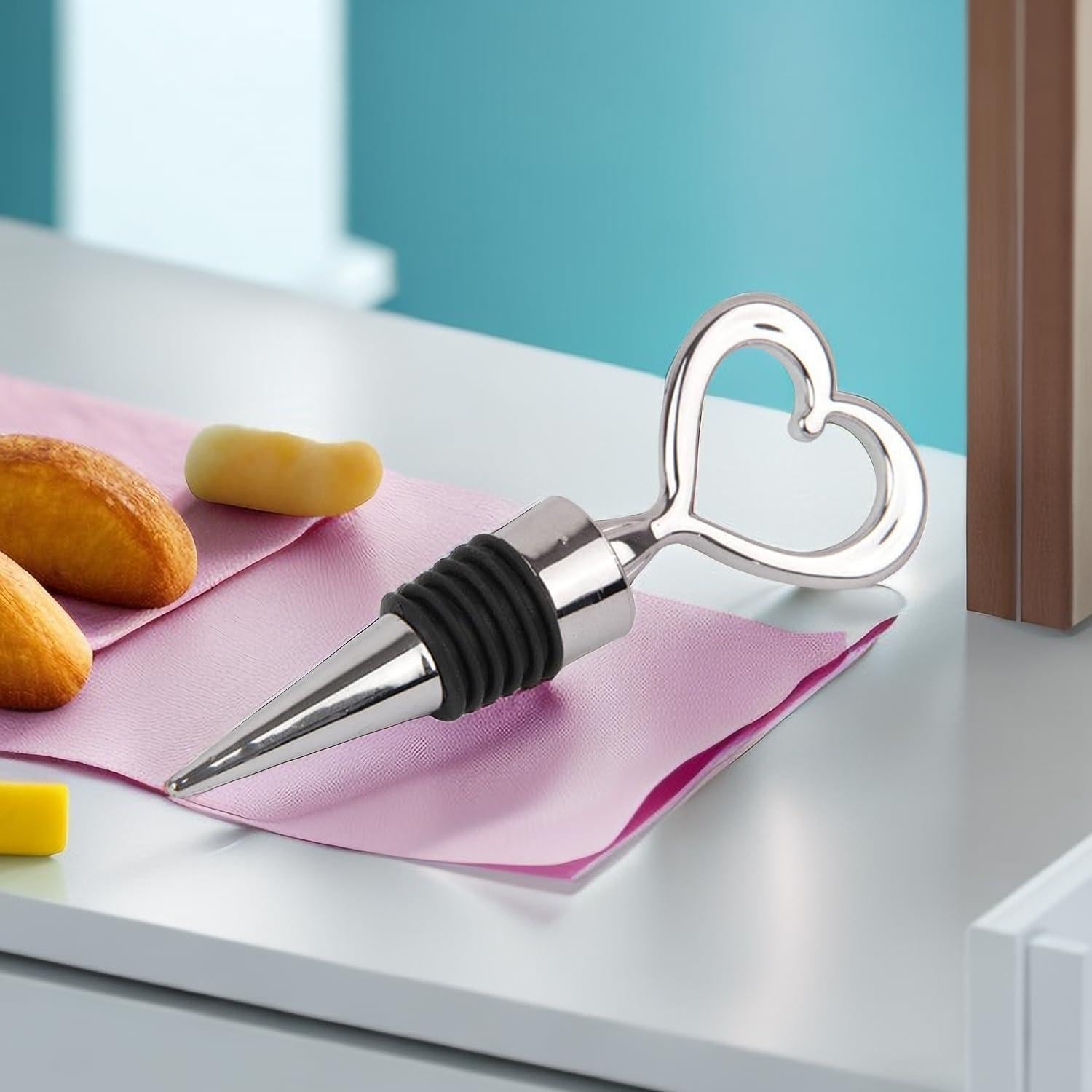 3 Tapones de Vino Reutilizables en Forma de Corazón Genérico