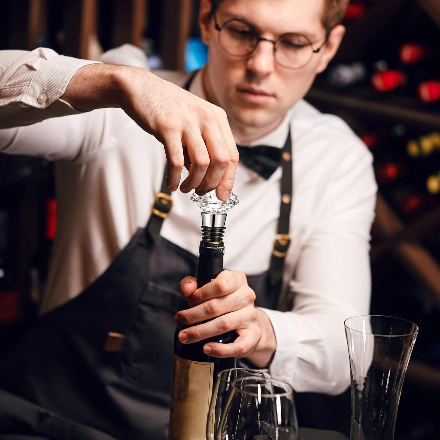 12 Tapones de Vino Reutilizables CHENGU en Forma de Diamante