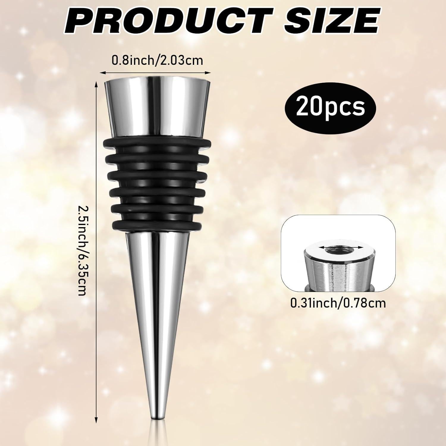 Juego de 20 Tapones de Vino de Metal AojSup - 2x6.4 cm