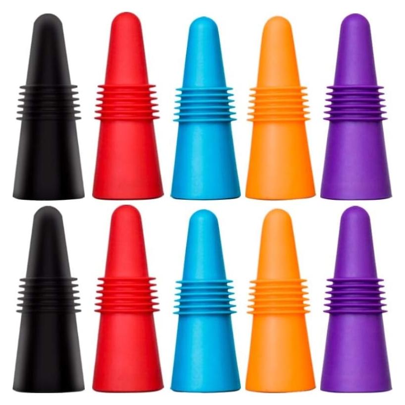 10 Tapones de Silicona para Vino CNYMANY - Reutilizables y Antideslizantes