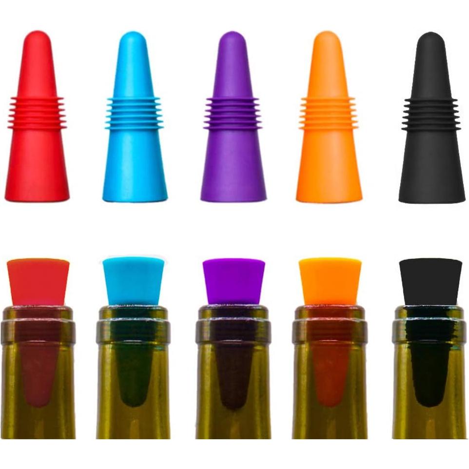 10 Tapones de Silicona para Vino CNYMANY - Reutilizables y Antideslizantes