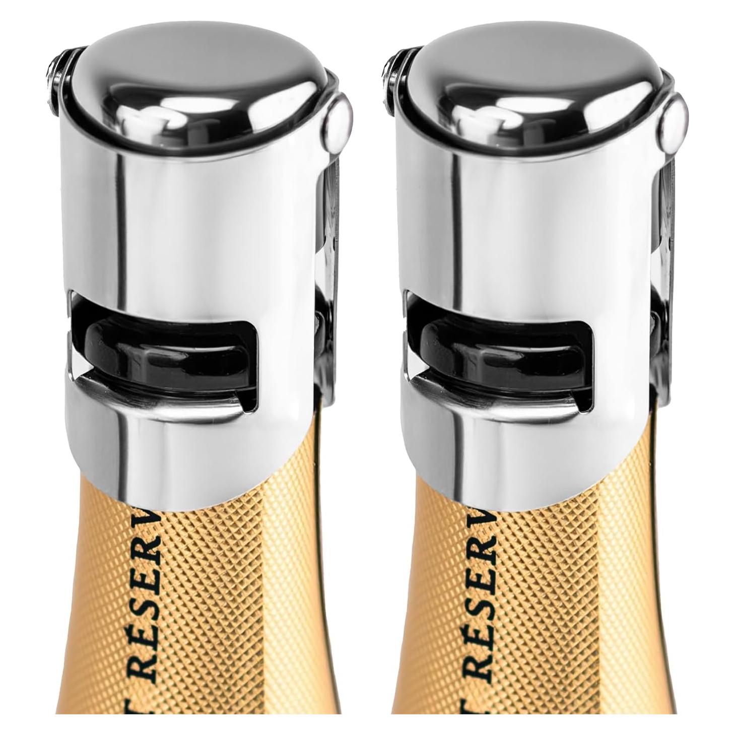 2 Tapones de Champán Aertyzeen Reutilizables Acero Inoxidable