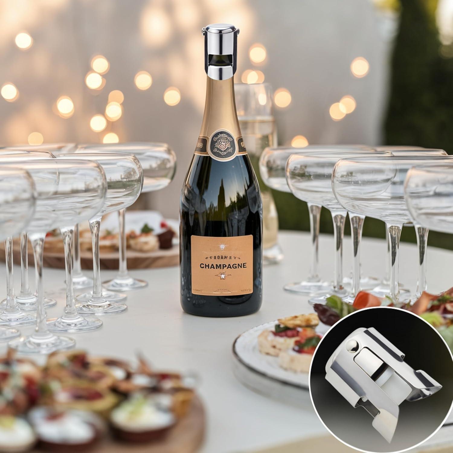 2 Tapones de Champán Aertyzeen Reutilizables Acero Inoxidable