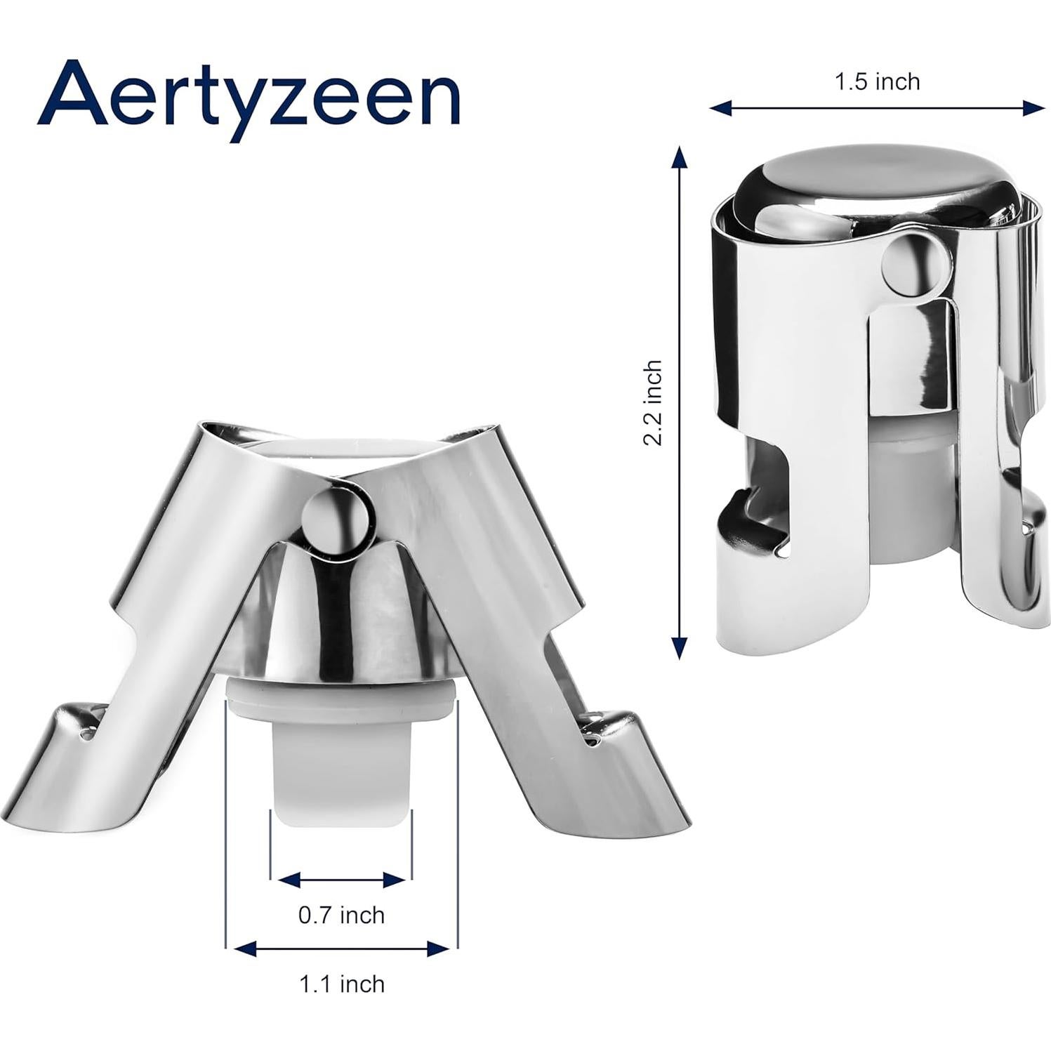 2 Tapones de Champán Aertyzeen Reutilizables Acero Inoxidable