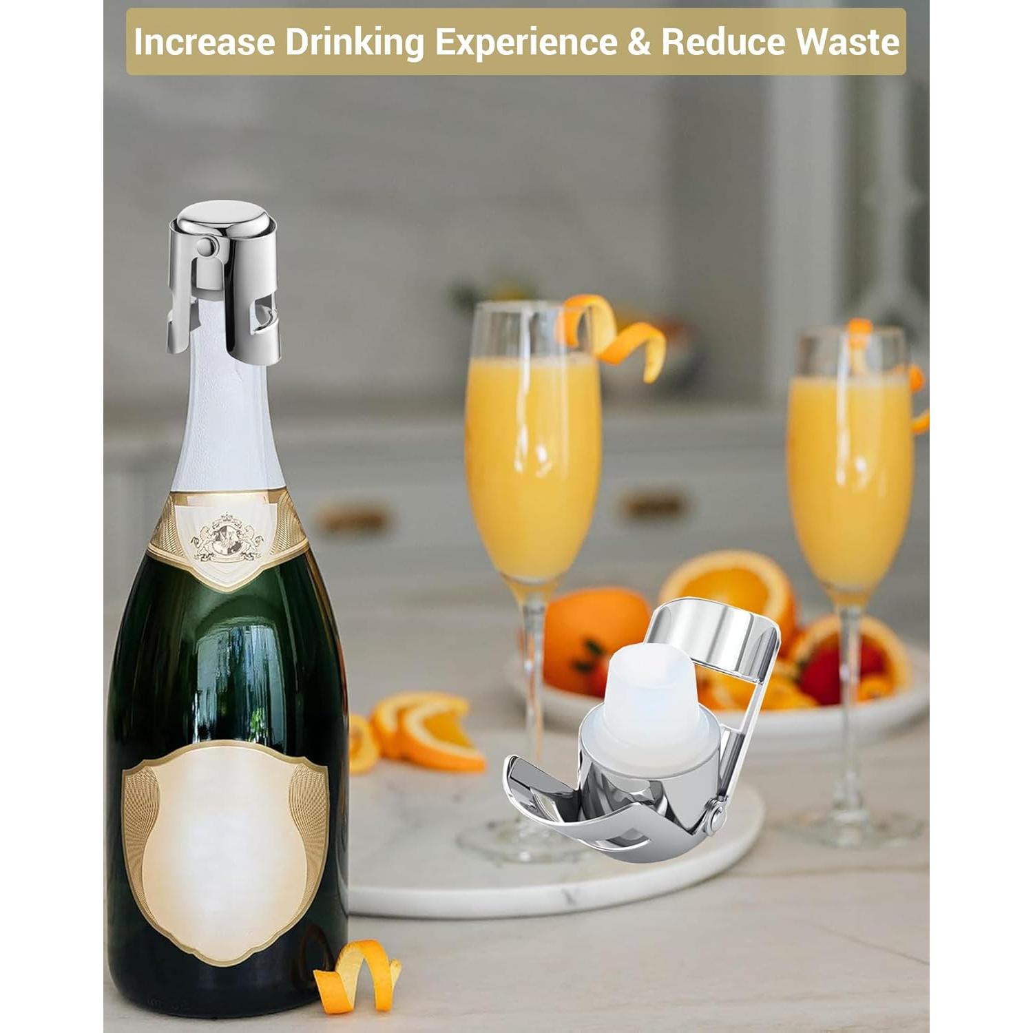 Tapones de Champagne Goldelith 2 Pack Acero Inoxidable Plata