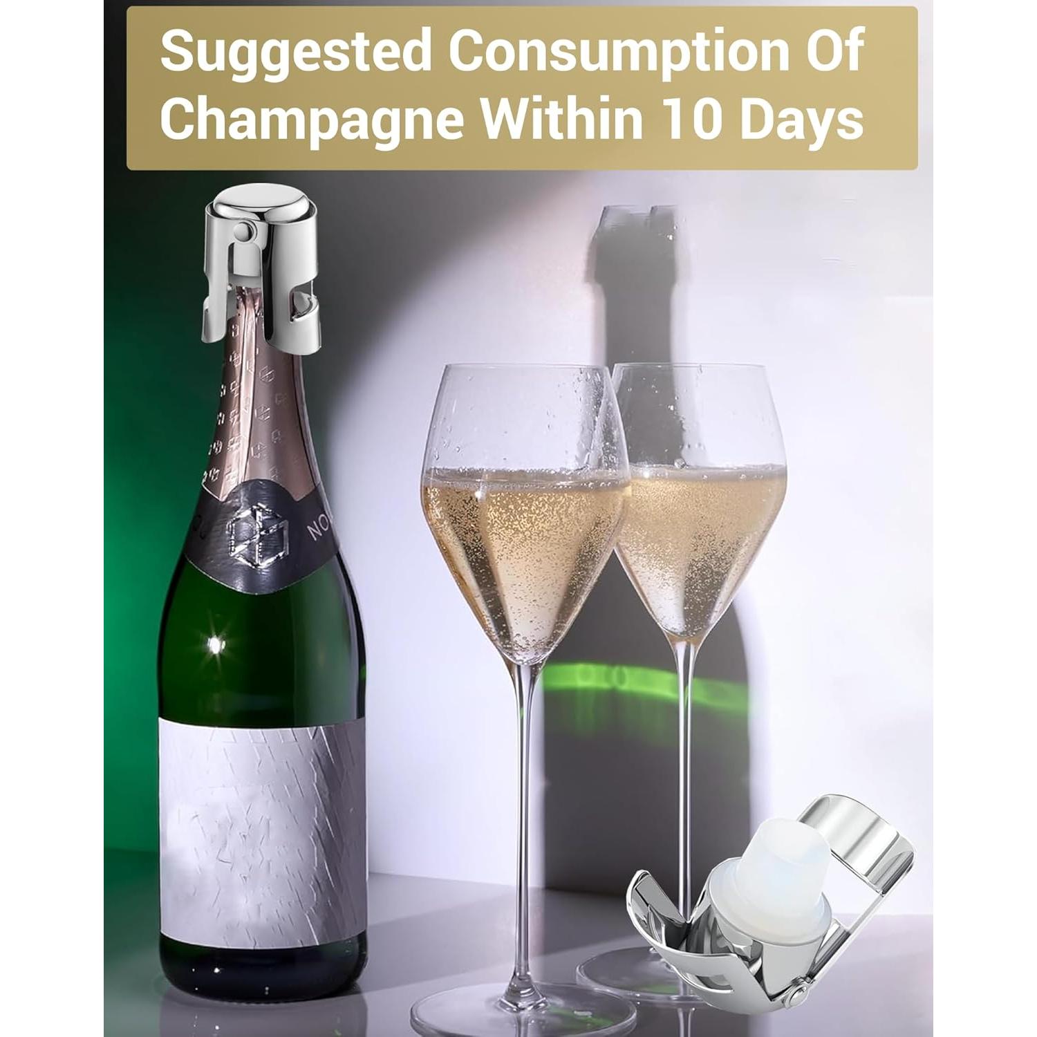 Tapones de Champagne Goldelith 2 Pack Acero Inoxidable Plata