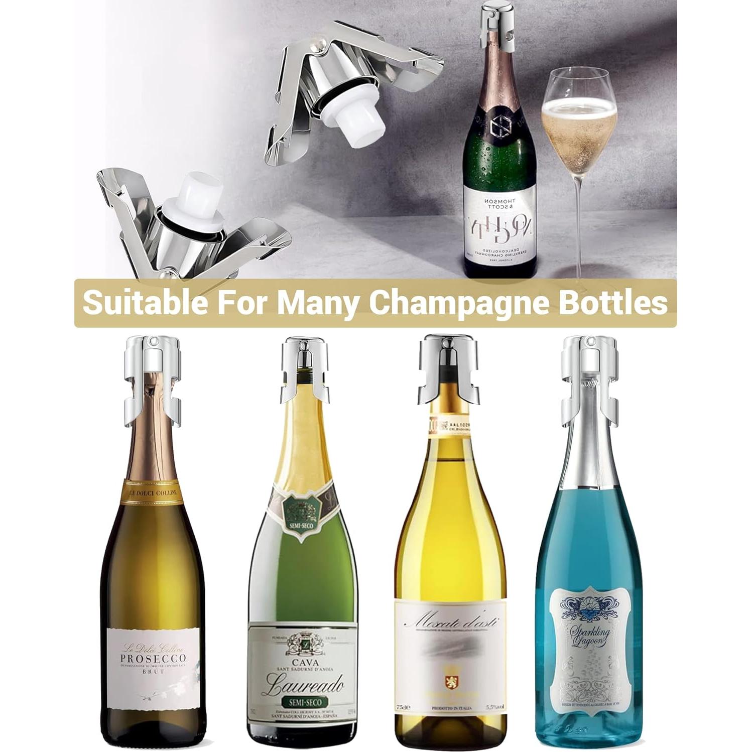 Tapones de Champagne Goldelith 2 Pack Acero Inoxidable Plata