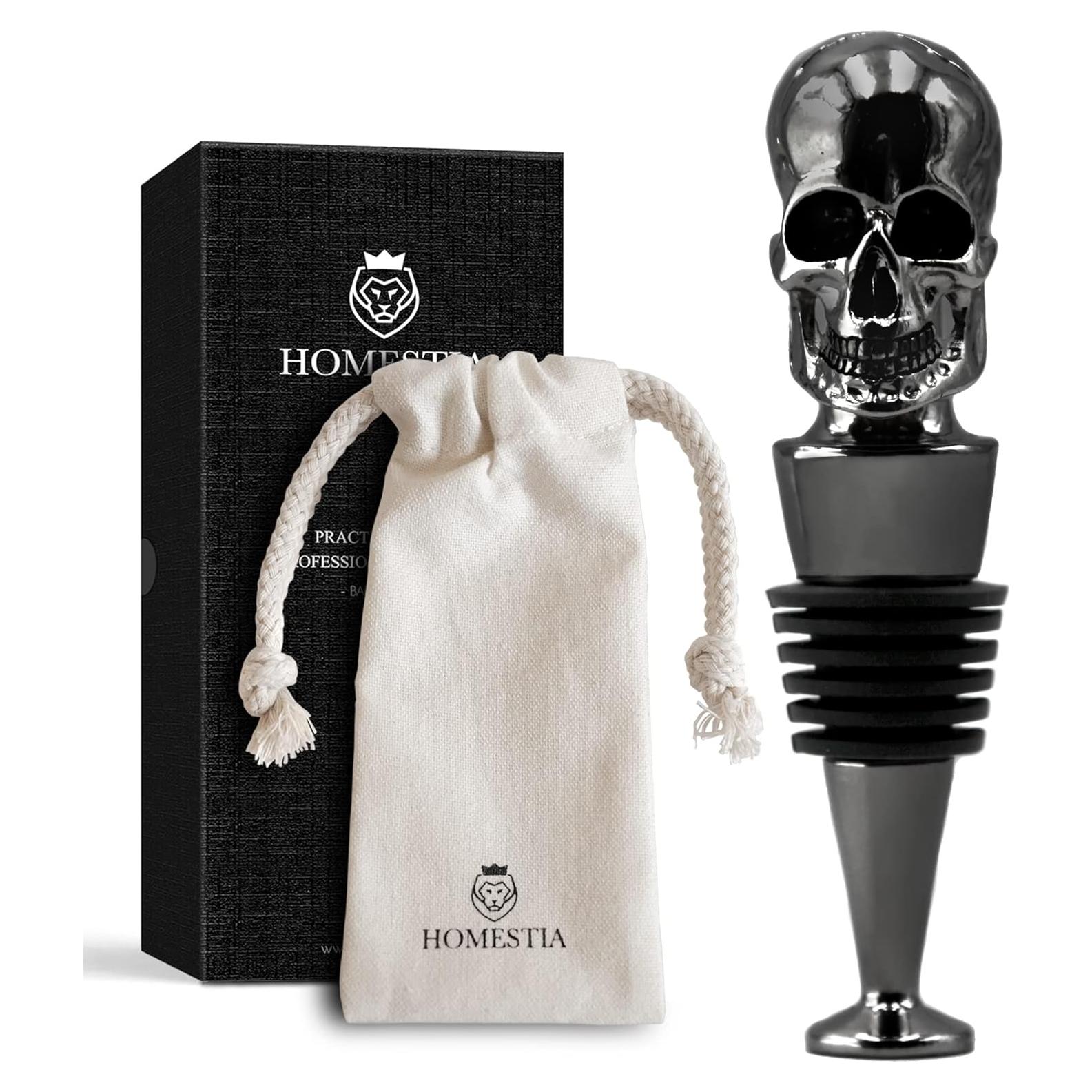 Tapones para Vino Homestia Calavera Negra Reutilizables 11.2cm