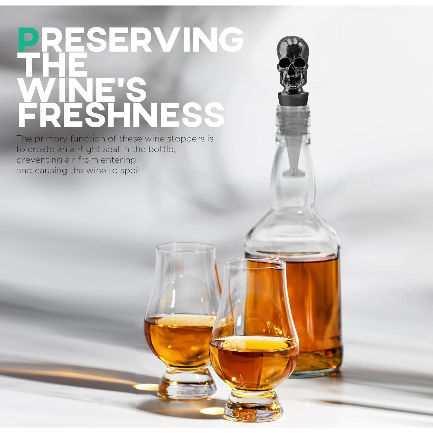 Tapones para Vino Homestia Calavera Negra Reutilizables 11.2cm