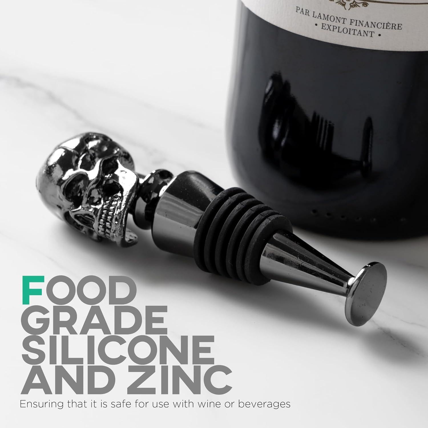 Tapones para Vino Homestia Calavera Negra Reutilizables 11.2cm