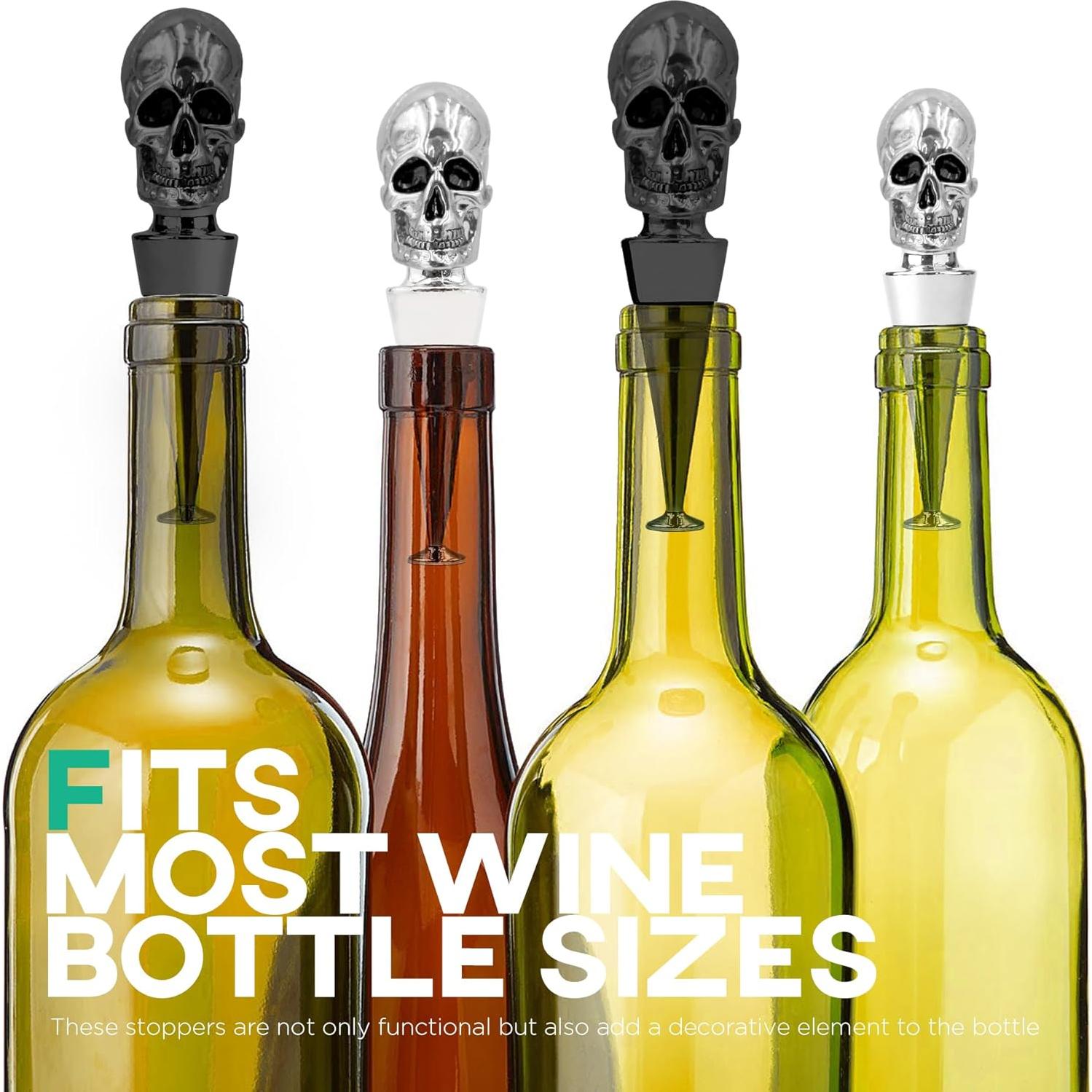 Tapones para Vino Homestia Calavera Negra Reutilizables 11.2cm