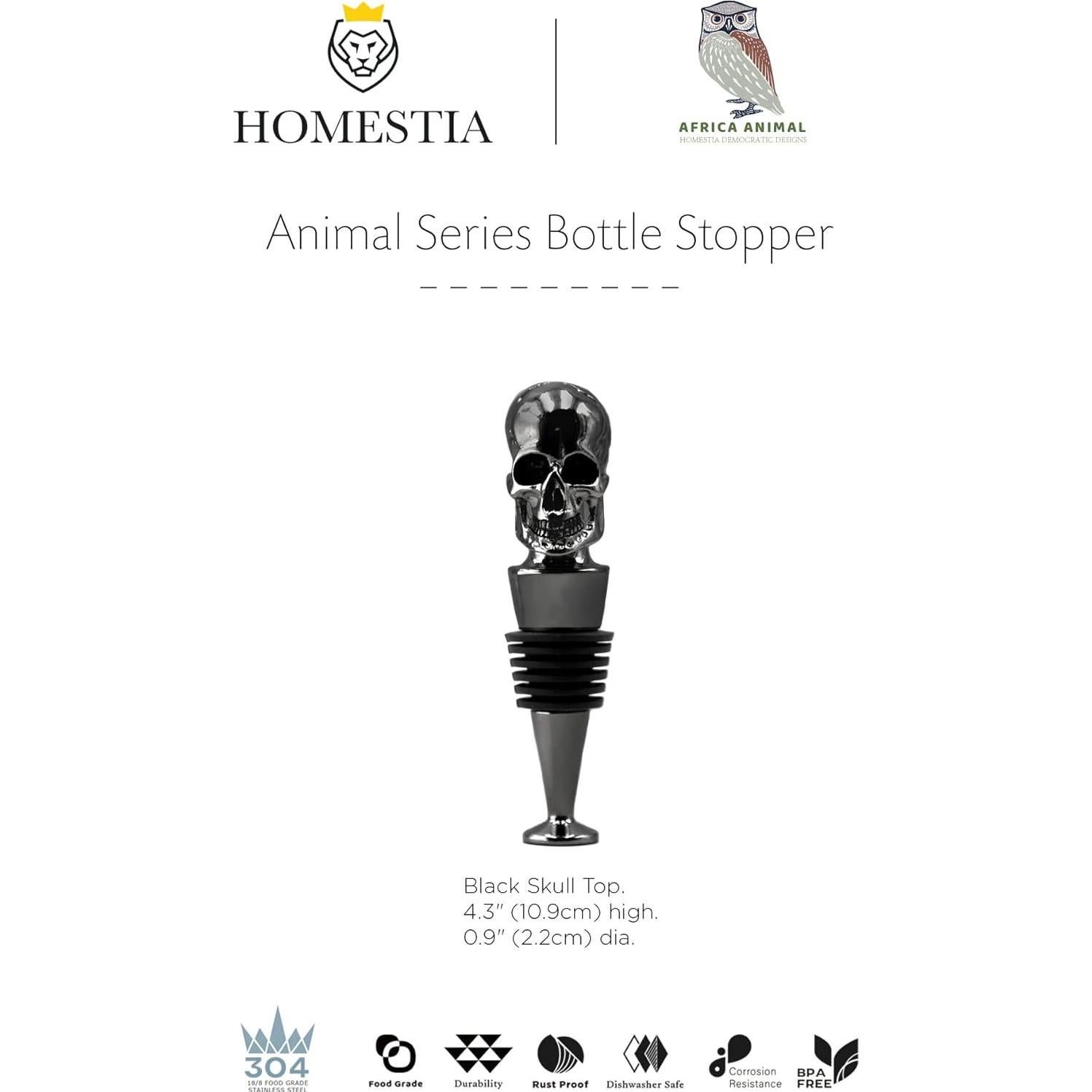 Tapones para Vino Homestia Calavera Negra Reutilizables 11.2cm