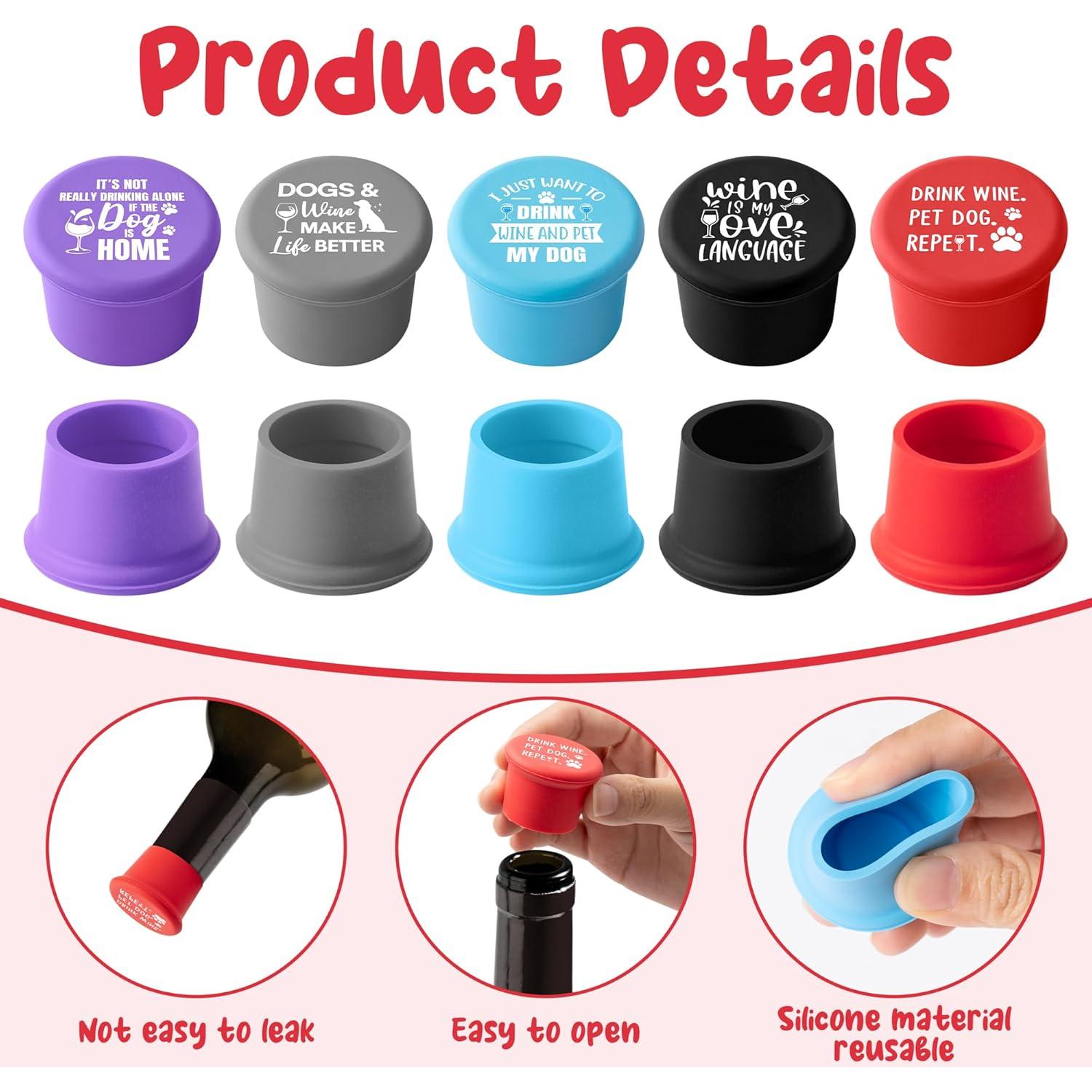 Set de 10 Tapones de Vino Divertidos Perro GROBRO7 Silicona