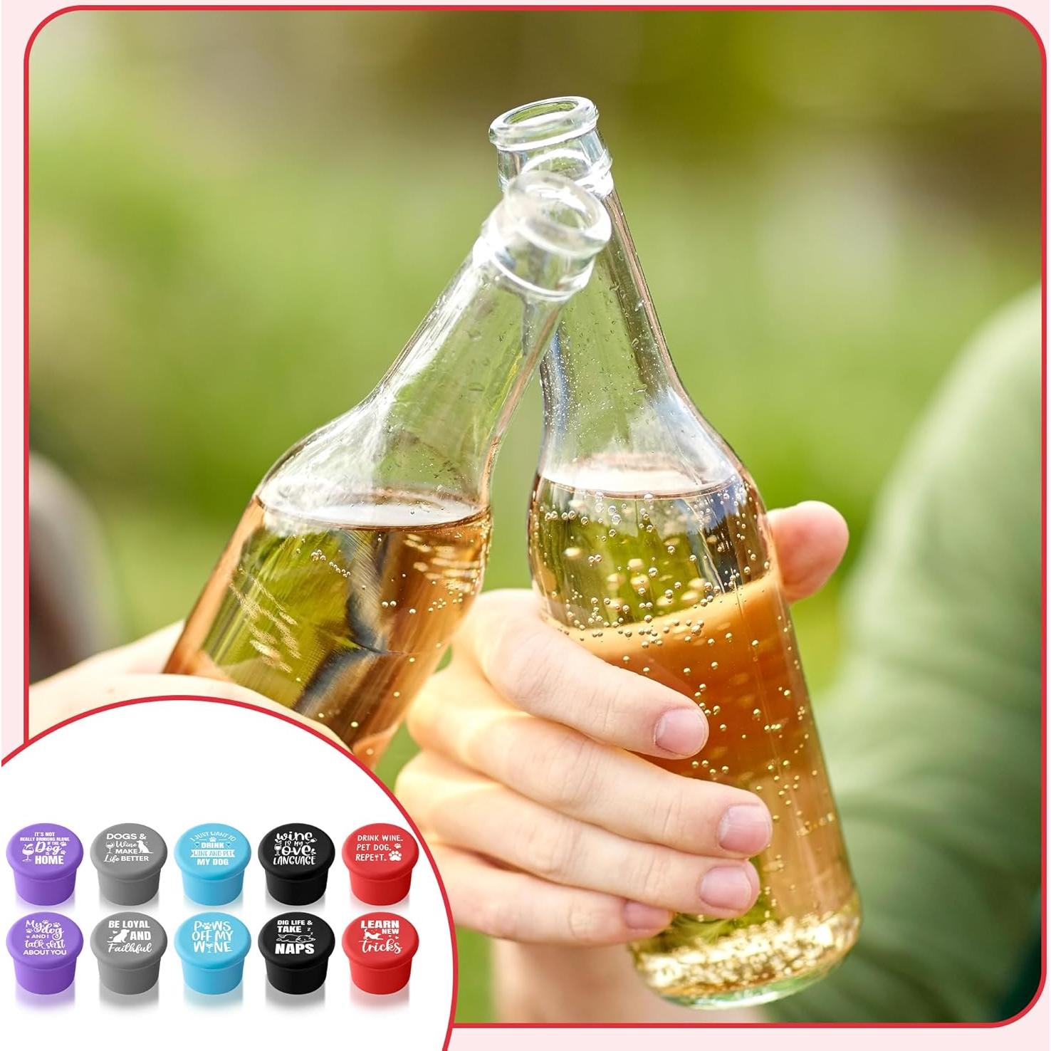 Set de 10 Tapones de Vino Divertidos Perro GROBRO7 Silicona
