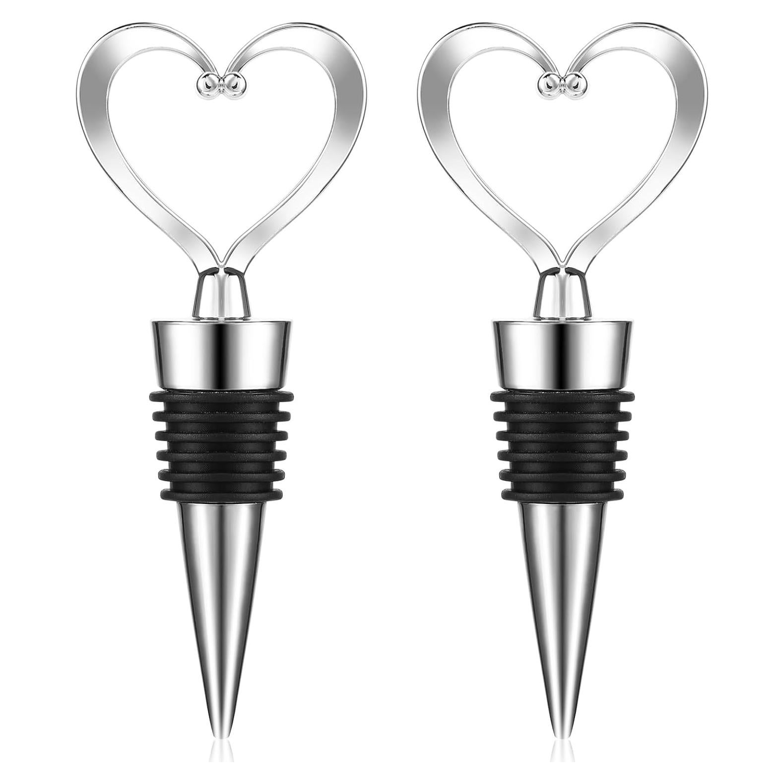 Tapones de Vino en Forma de Corazón COMNICO - 2 Piezas Plata