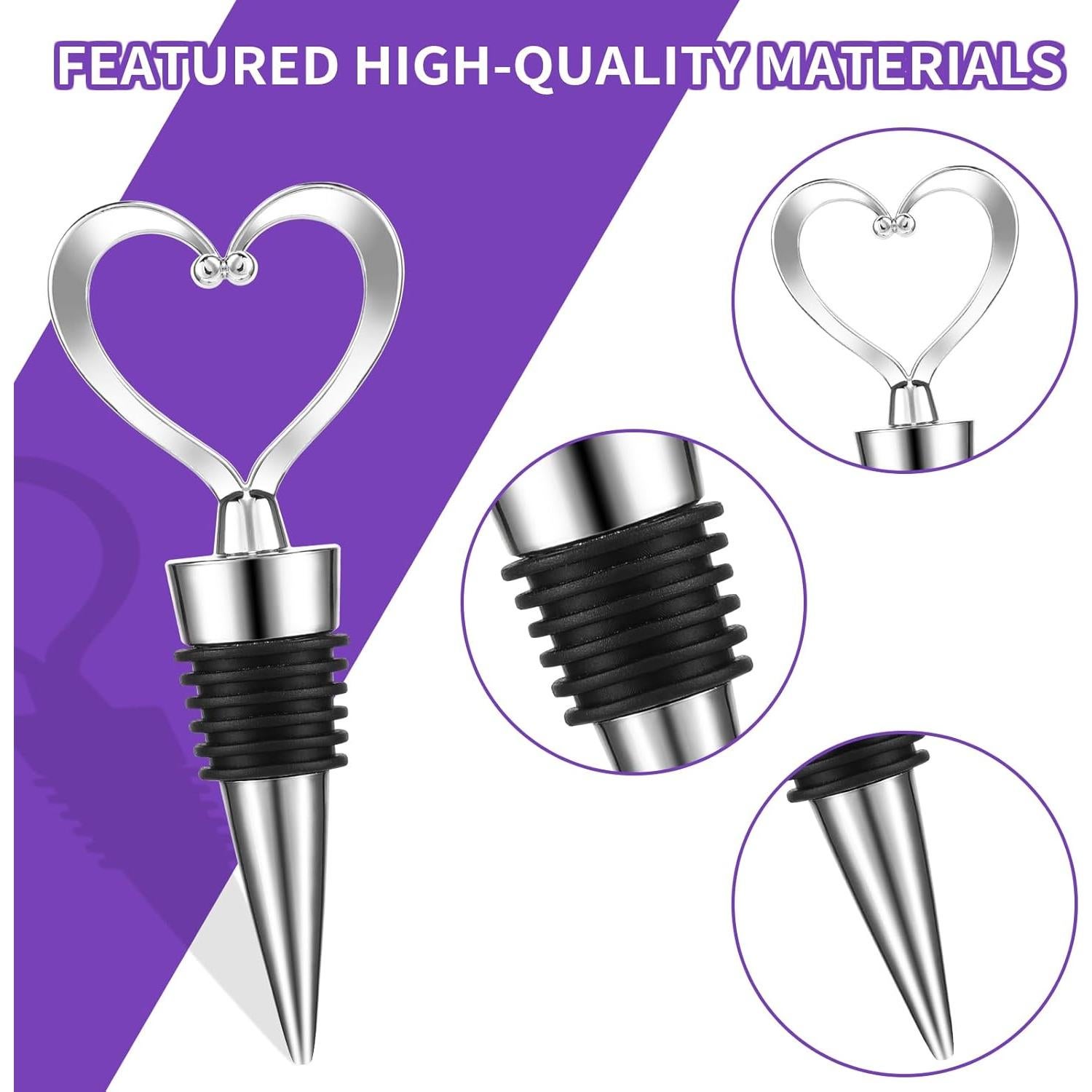 Tapones de Vino en Forma de Corazón COMNICO - 2 Piezas Plata