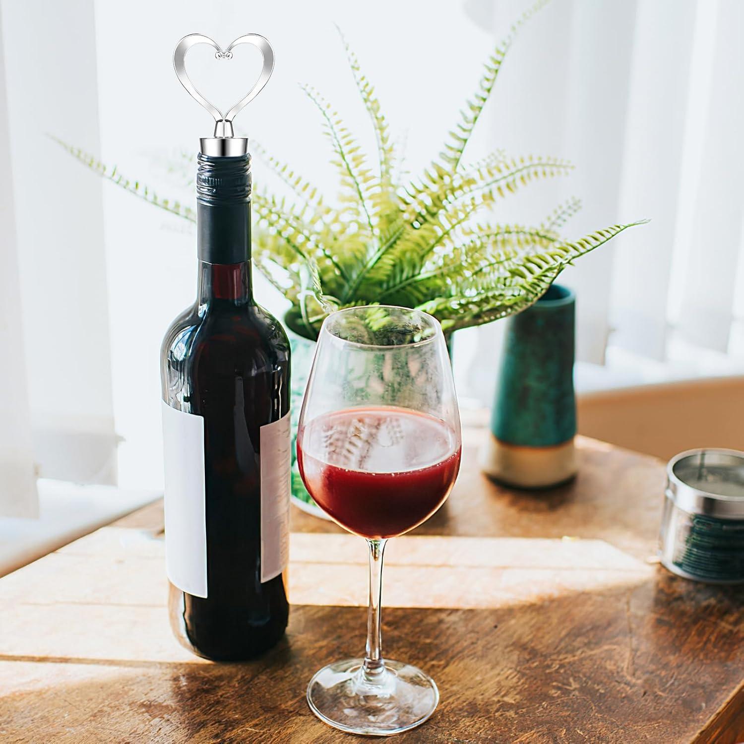 Tapones de Vino en Forma de Corazón COMNICO - 2 Piezas Plata