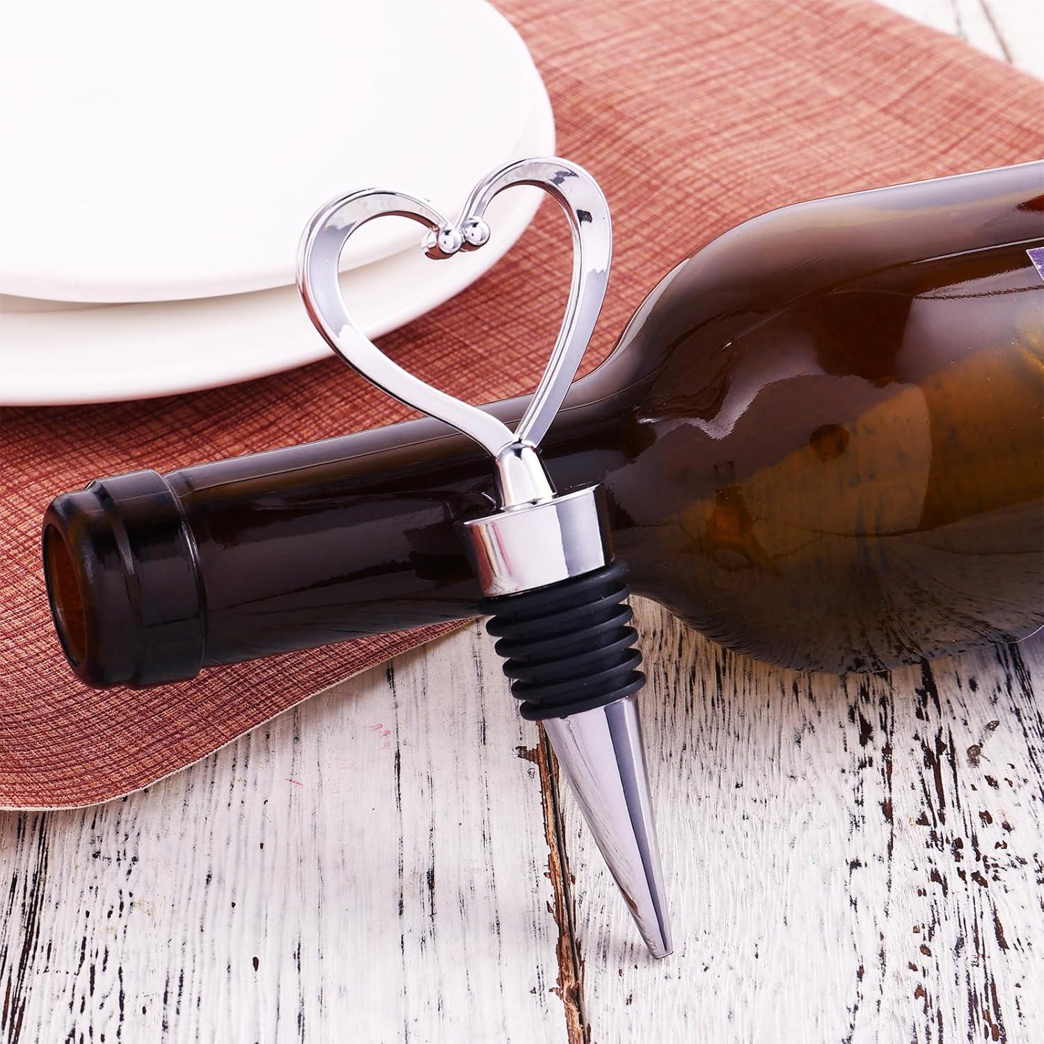 Tapones de Vino en Forma de Corazón COMNICO - 2 Piezas Plata