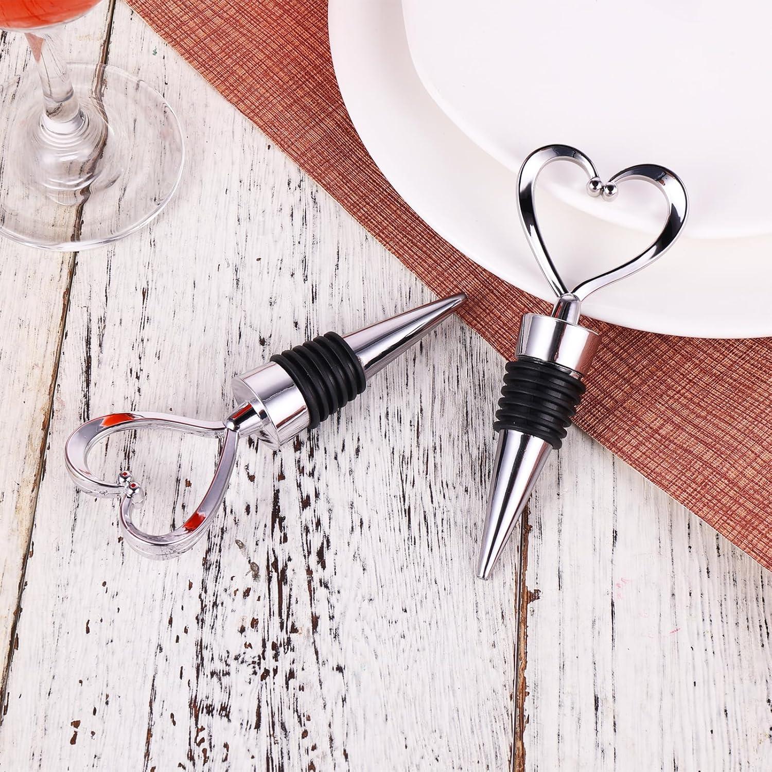 Tapones de Vino en Forma de Corazón COMNICO - 2 Piezas Plata