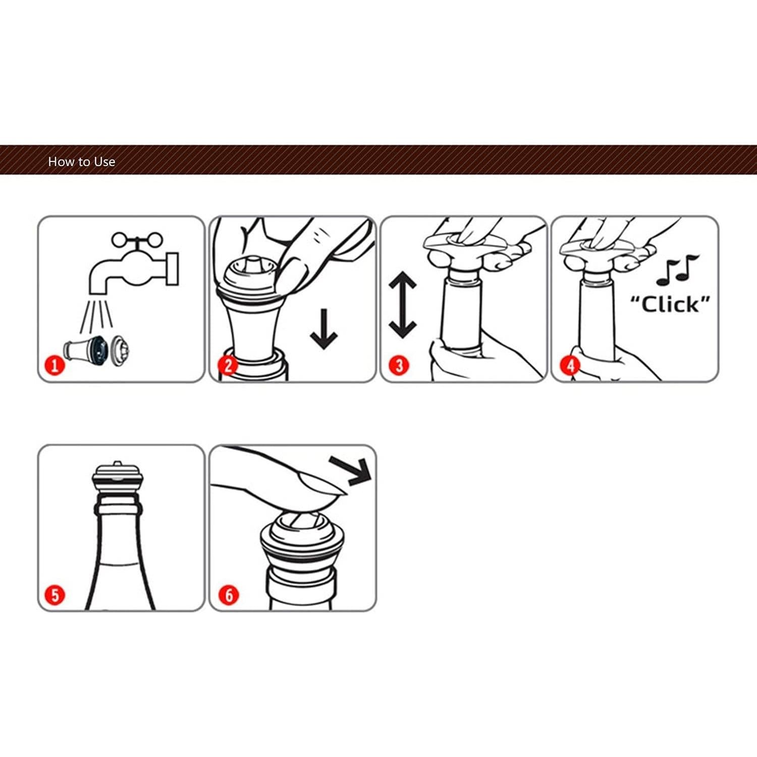 Set de 6 Tapones de Vacío para Vino Ergonflow - Silicona