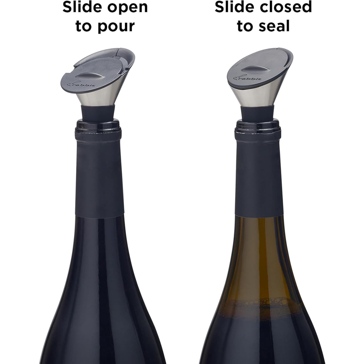 Vertedor de Vino Deslizante Rabbit - Sin Goteo y Tapón