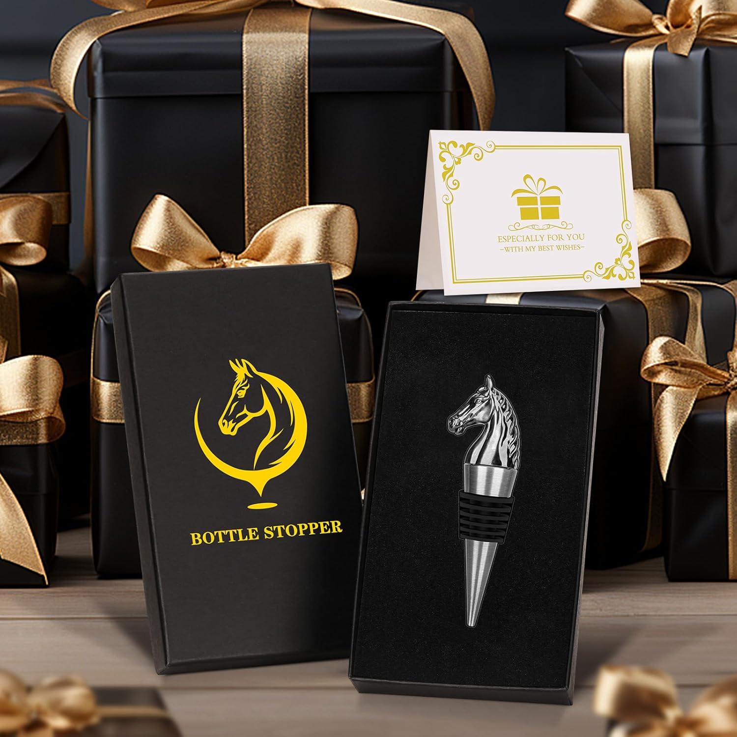 Tapón de Vino Cabeza de Caballo LULLEA - Plata Oscura con Caja