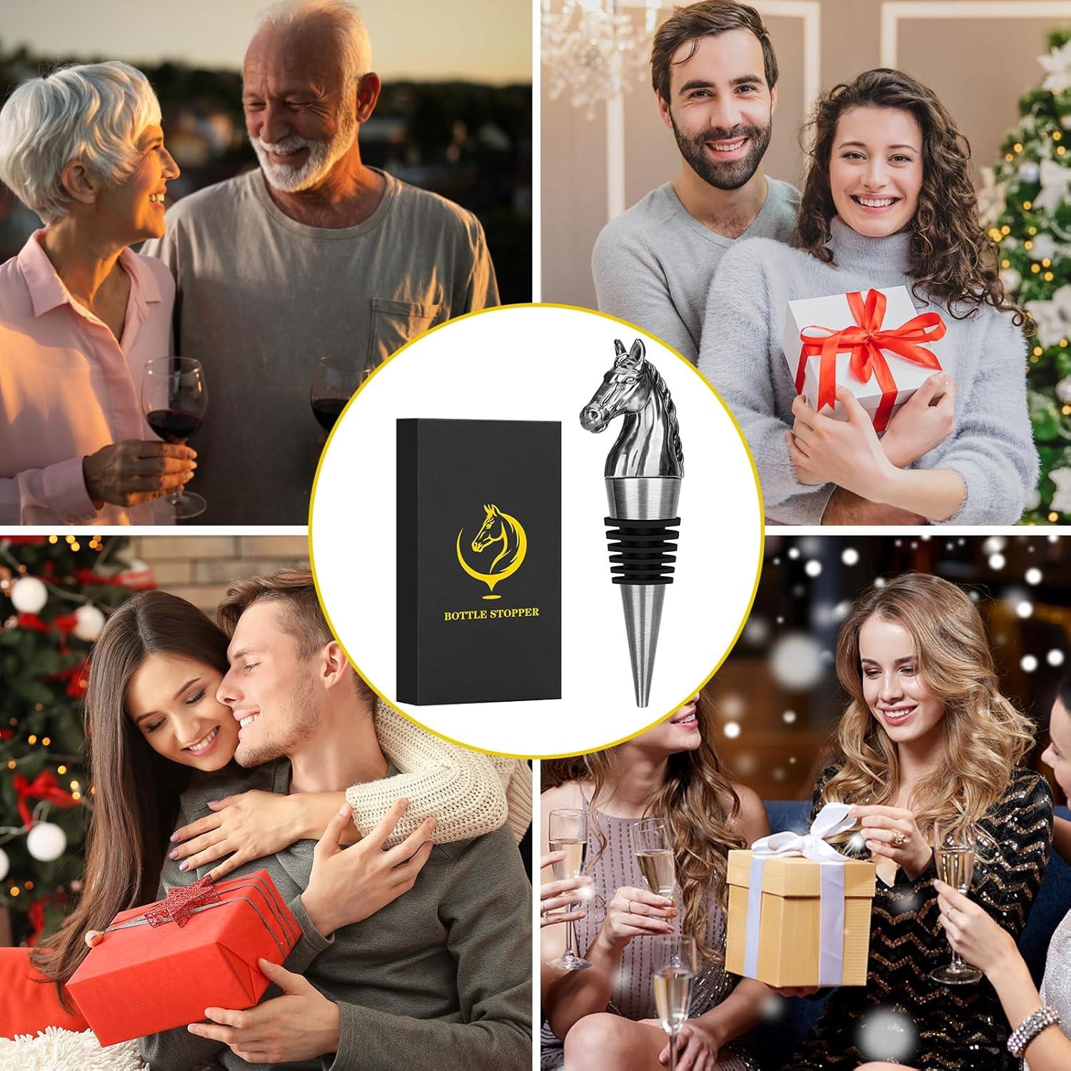 Tapón de Vino Cabeza de Caballo LULLEA - Plata Oscura con Caja