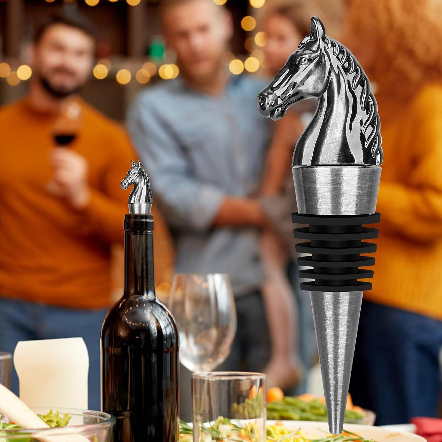 Tapón de Vino Cabeza de Caballo LULLEA - Plata Oscura con Caja