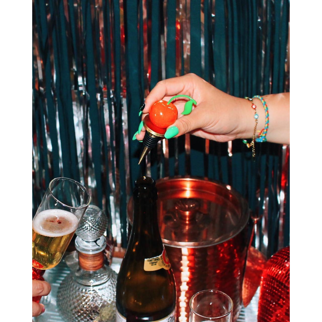 Tapón de Vino ban.do Cereza 3D de Metal para Botellas