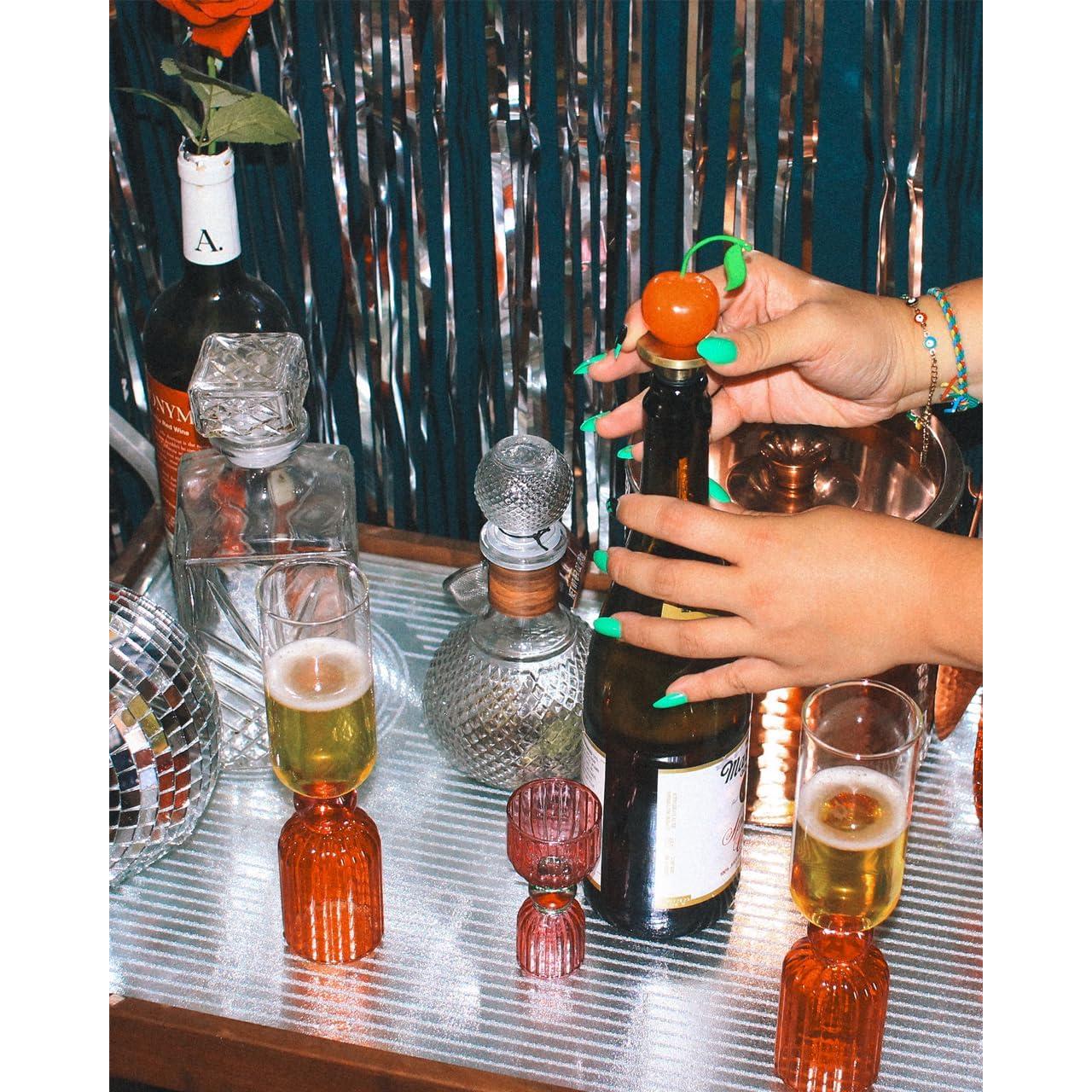 Tapón de Vino ban.do Cereza 3D de Metal para Botellas