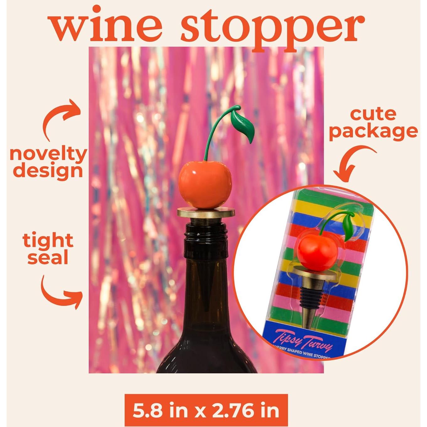 Tapón de Vino ban.do Cereza 3D de Metal para Botellas