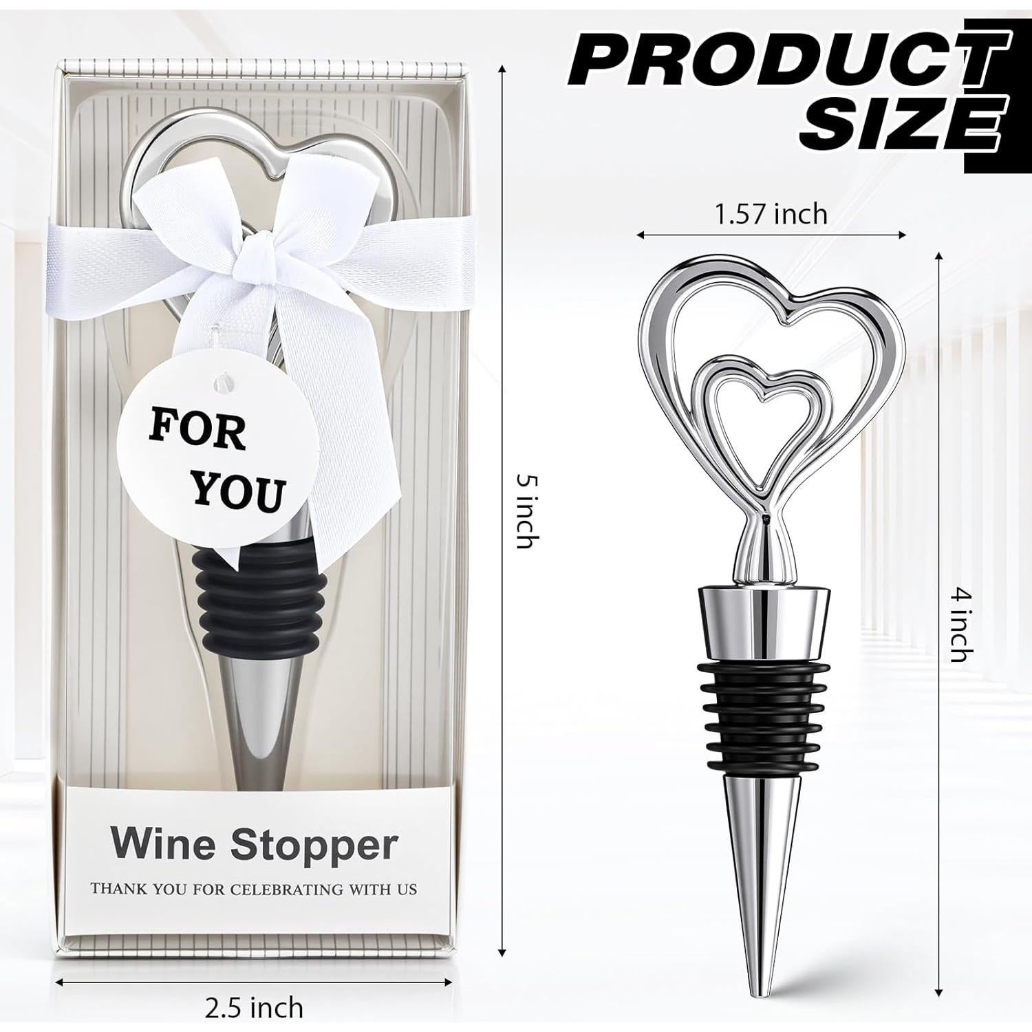 30 Tapones de Vino Corazón Plateado Ferraycle para Bodas