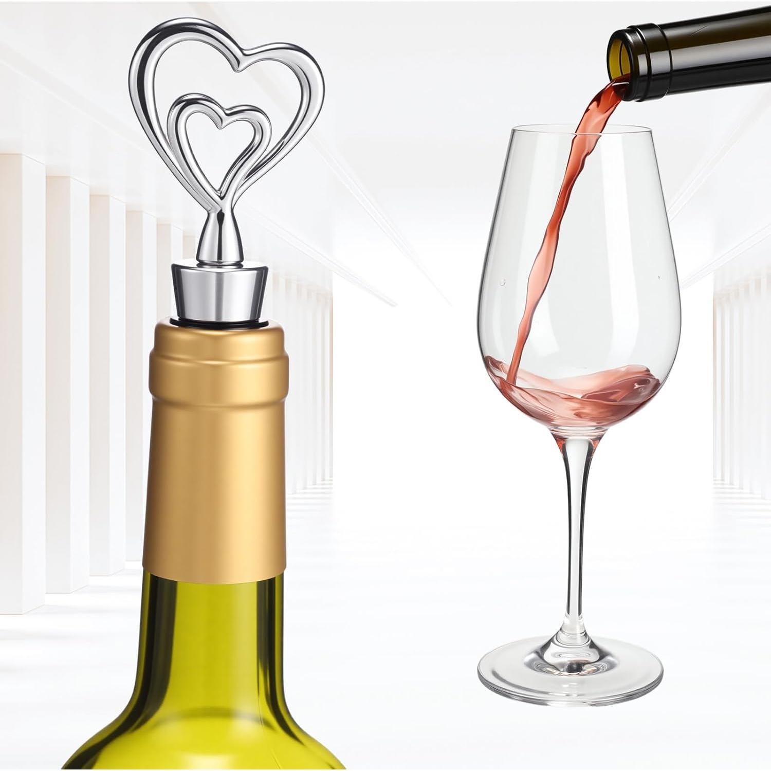 30 Tapones de Vino Corazón Plateado Ferraycle para Bodas