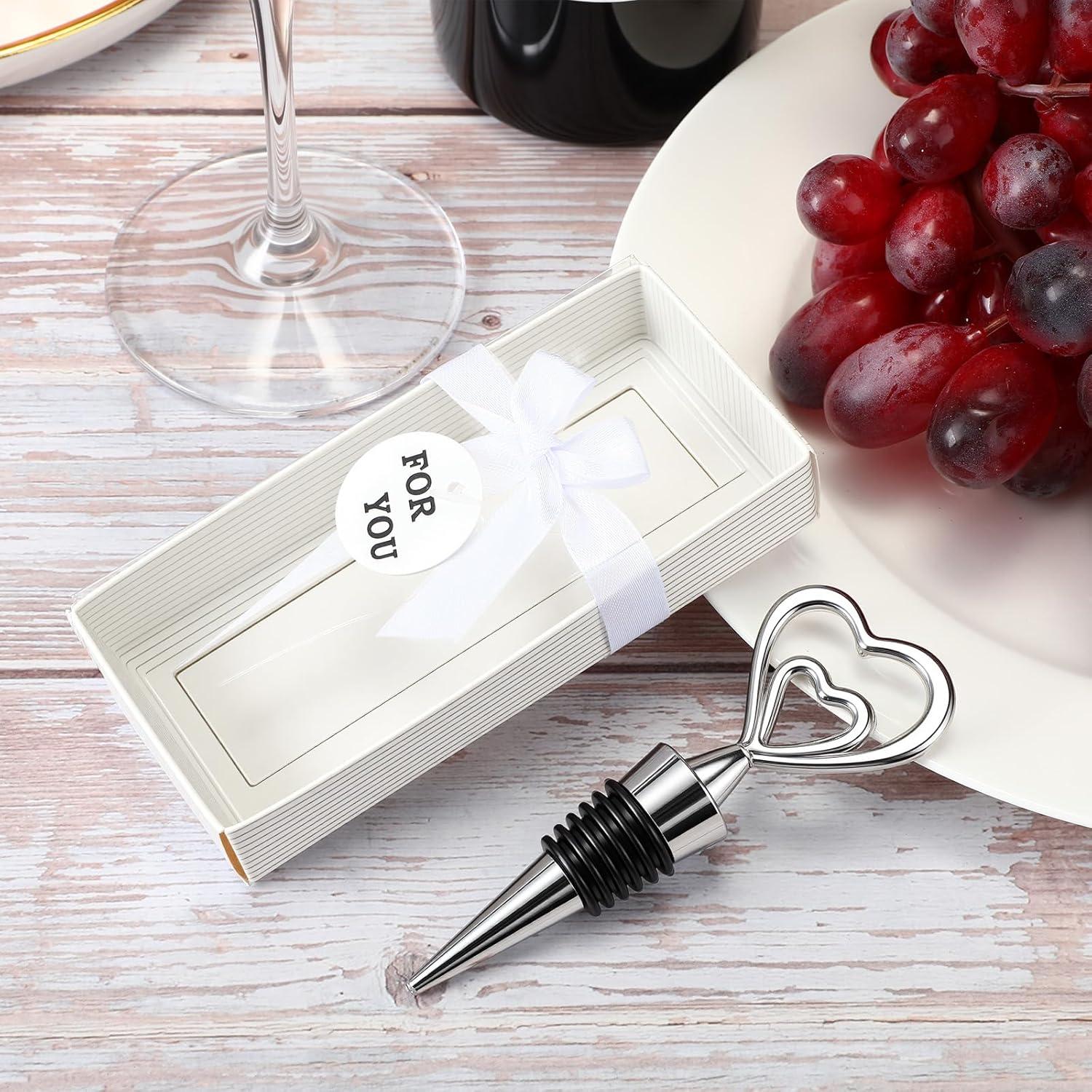 30 Tapones de Vino Corazón Plateado Ferraycle para Bodas