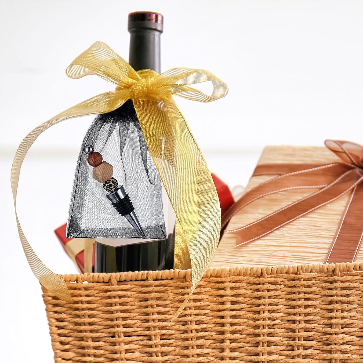 Kosiz 20 Tapones de Vino Decorativos con Perlas y Bolsas