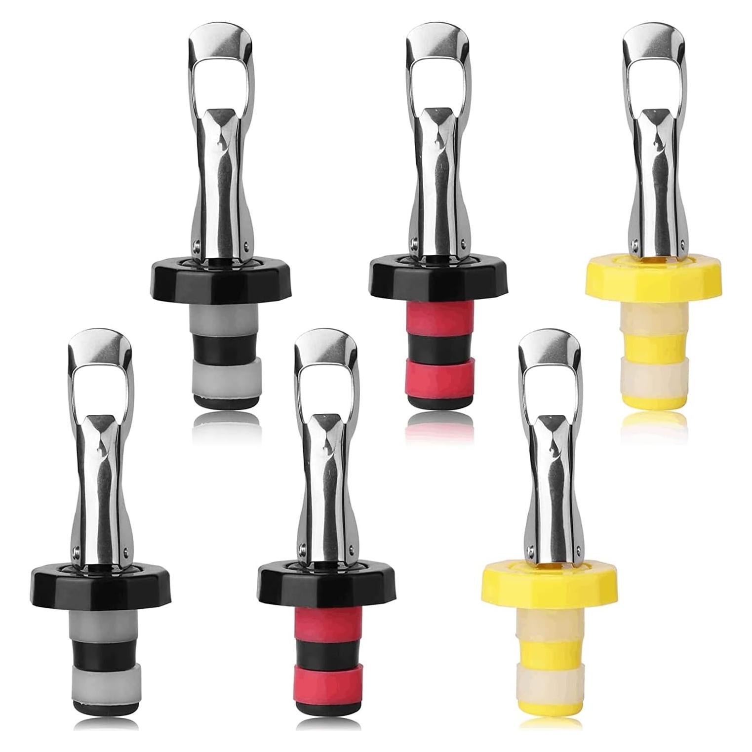 6 Tapones de Vino Reutilizables KINMINGZHU Silicona y Acero