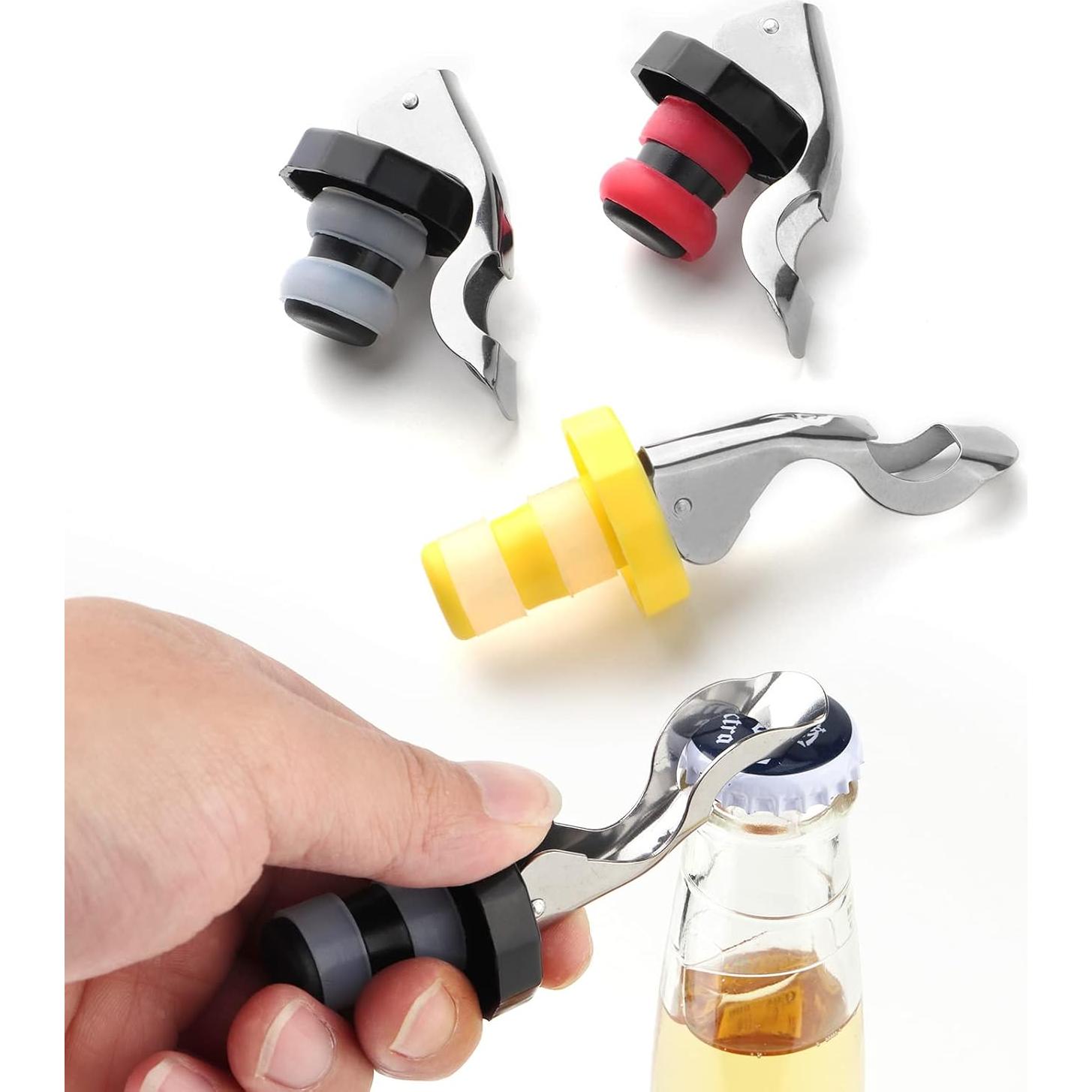 6 Tapones de Vino Reutilizables KINMINGZHU Silicona y Acero