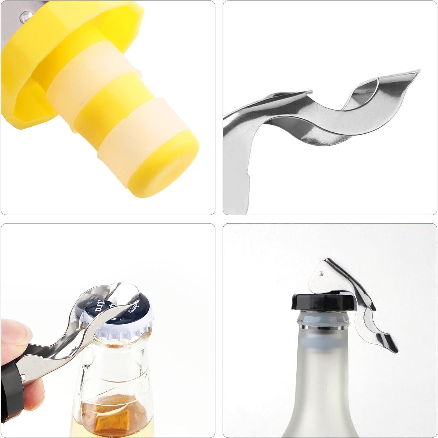 6 Tapones de Vino Reutilizables KINMINGZHU Silicona y Acero