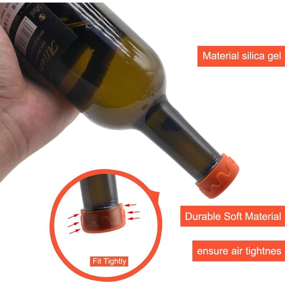 8 Tapones de Silicona Reutilizables BOHAIPAN para Vino y Bebidas
