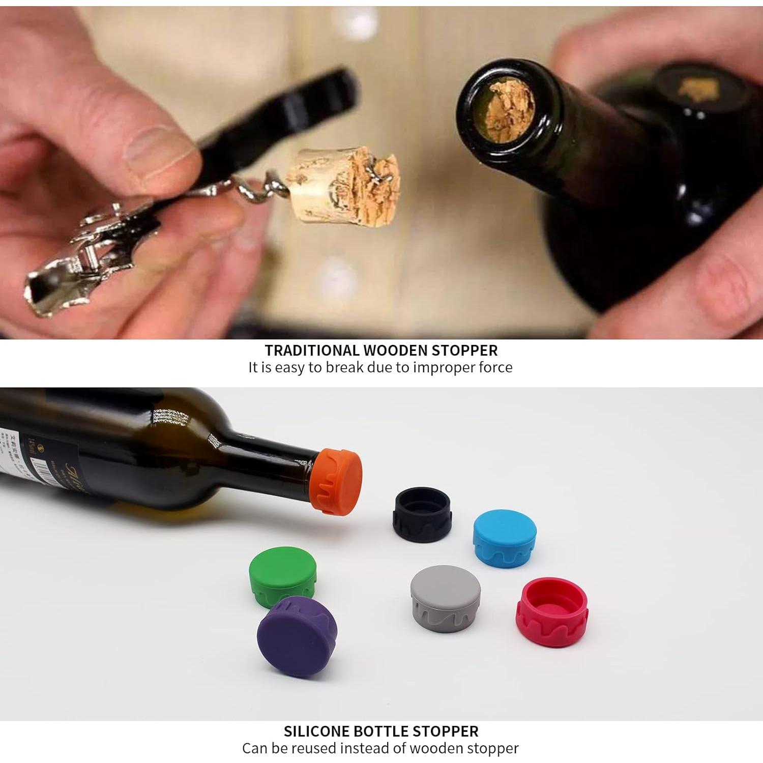 8 Tapones de Silicona Reutilizables BOHAIPAN para Vino y Bebidas