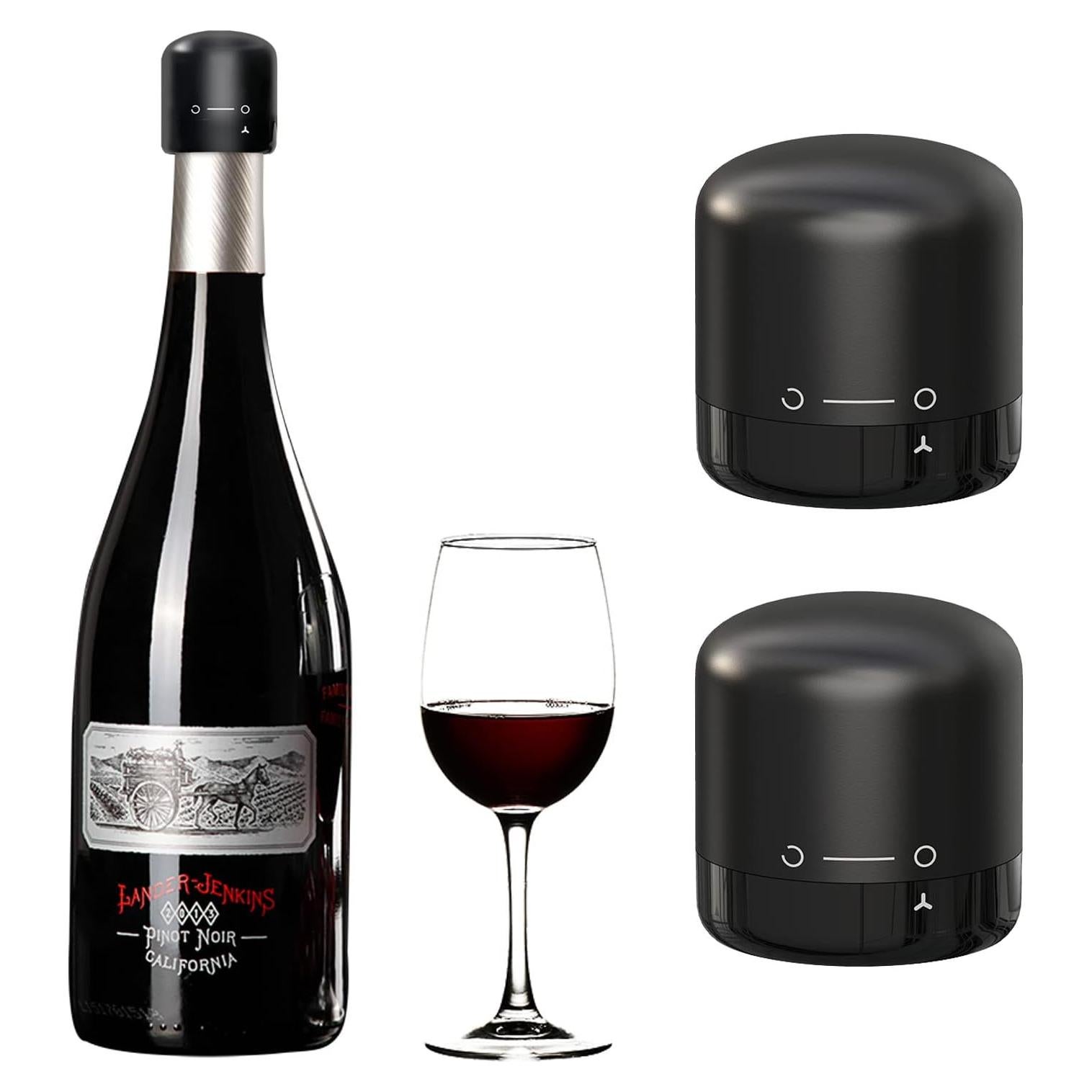 Tapones de Vino Jaokiy 2 Pack Silicona Reutilizables a Prueba de Fugas