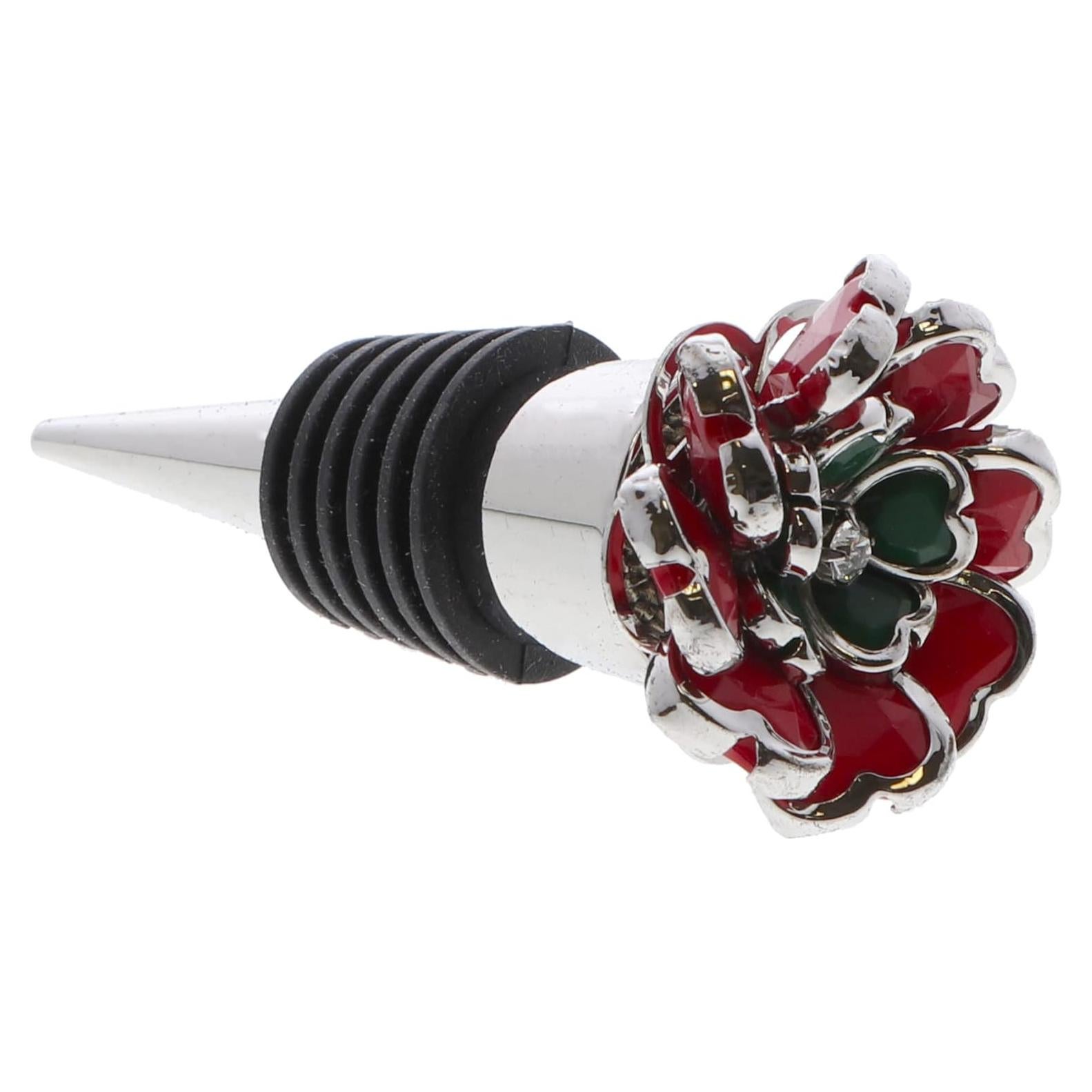 Tapón de Vino Decorativo Servette Home Flor Rojo 7.62 cm