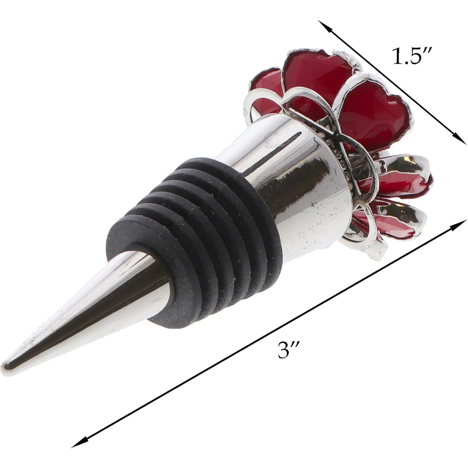 Tapón de Vino Decorativo Servette Home Flor Rojo 7.62 cm
