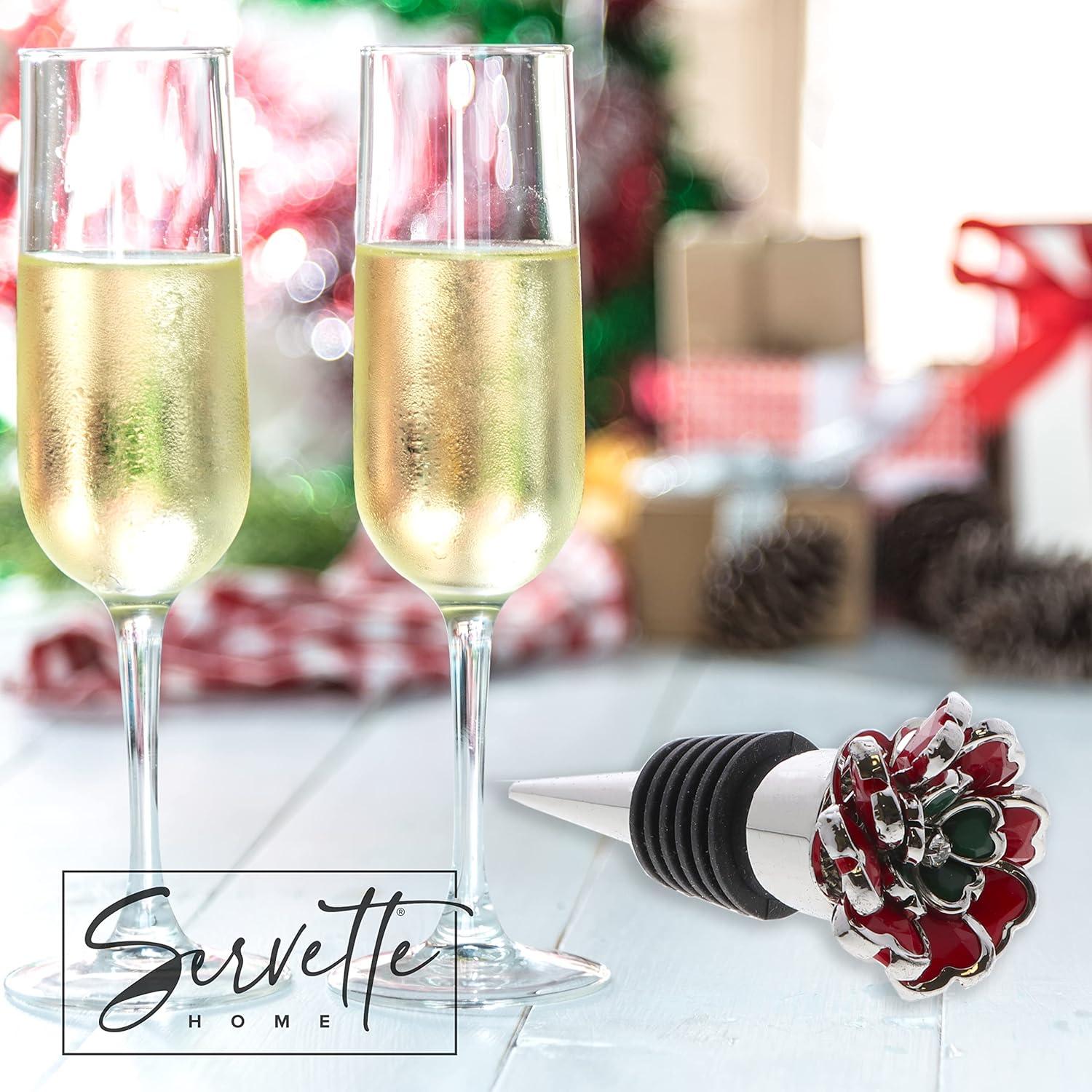 Tapón de Vino Decorativo Servette Home Flor Rojo 7.62 cm