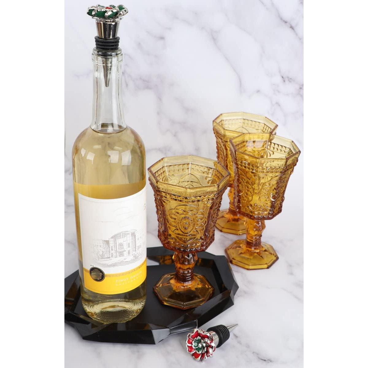 Tapón de Vino Decorativo Servette Home Flor Rojo 7.62 cm