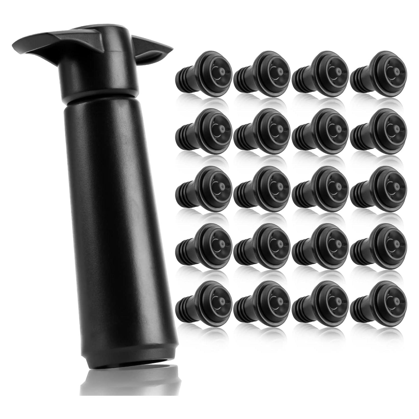 20 Tapones de Vino con Bomba de Vacío LEIFEOSH - Silicona