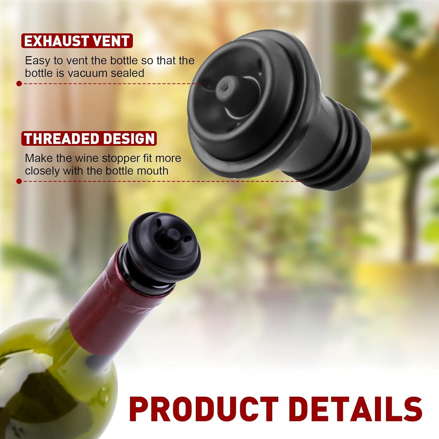 20 Tapones de Vino con Bomba de Vacío LEIFEOSH - Silicona