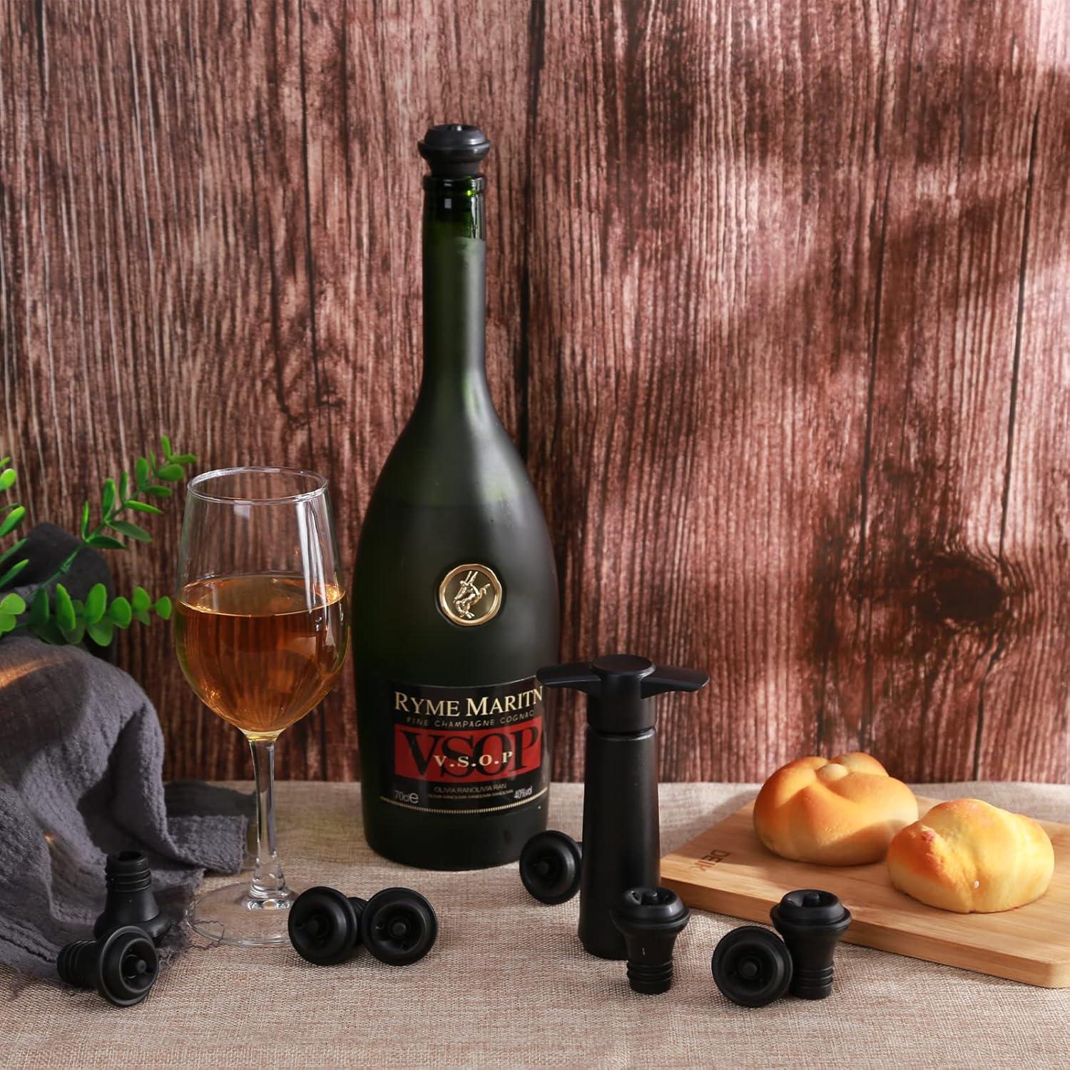 20 Tapones de Vino con Bomba de Vacío LEIFEOSH - Silicona