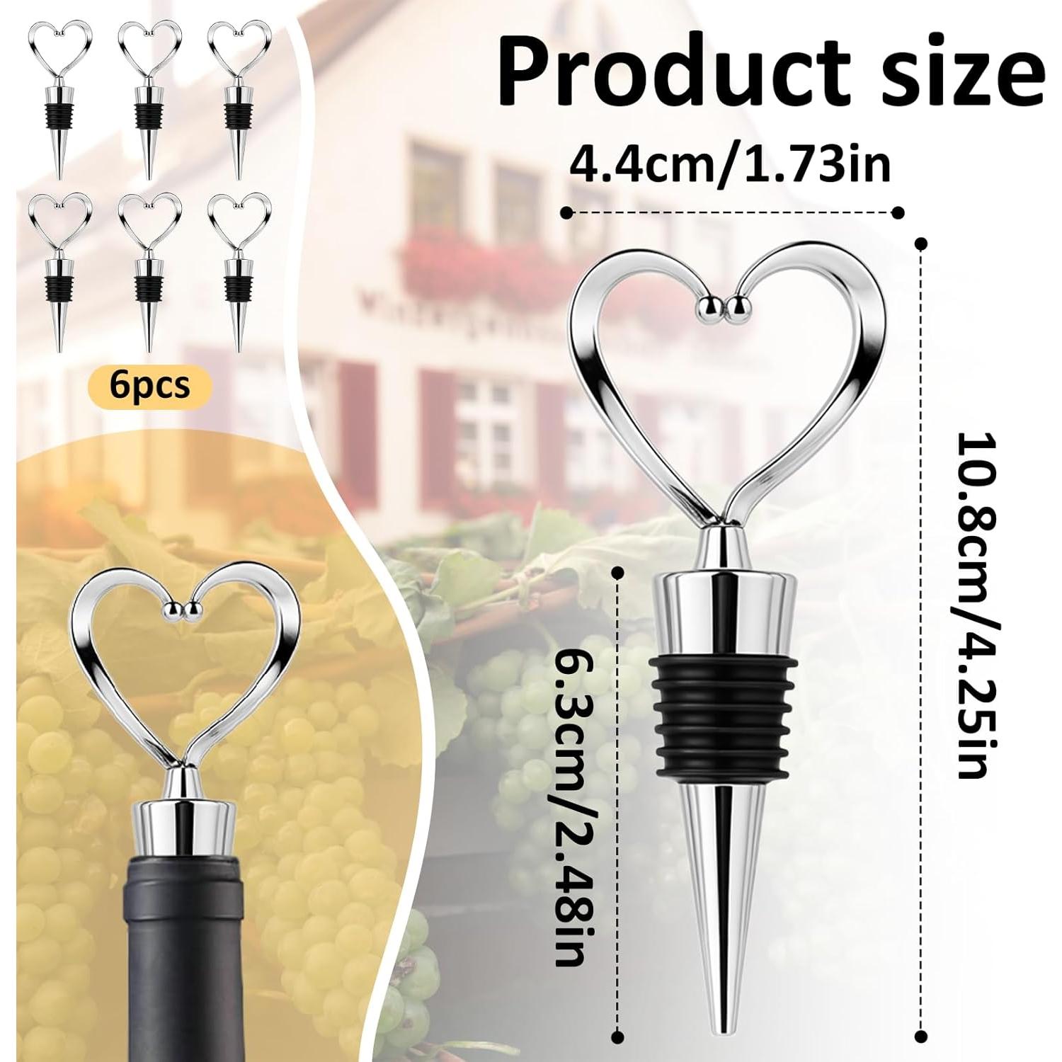 6 Tapones de Botella de Vino Reutilizables Corazón Hariendny