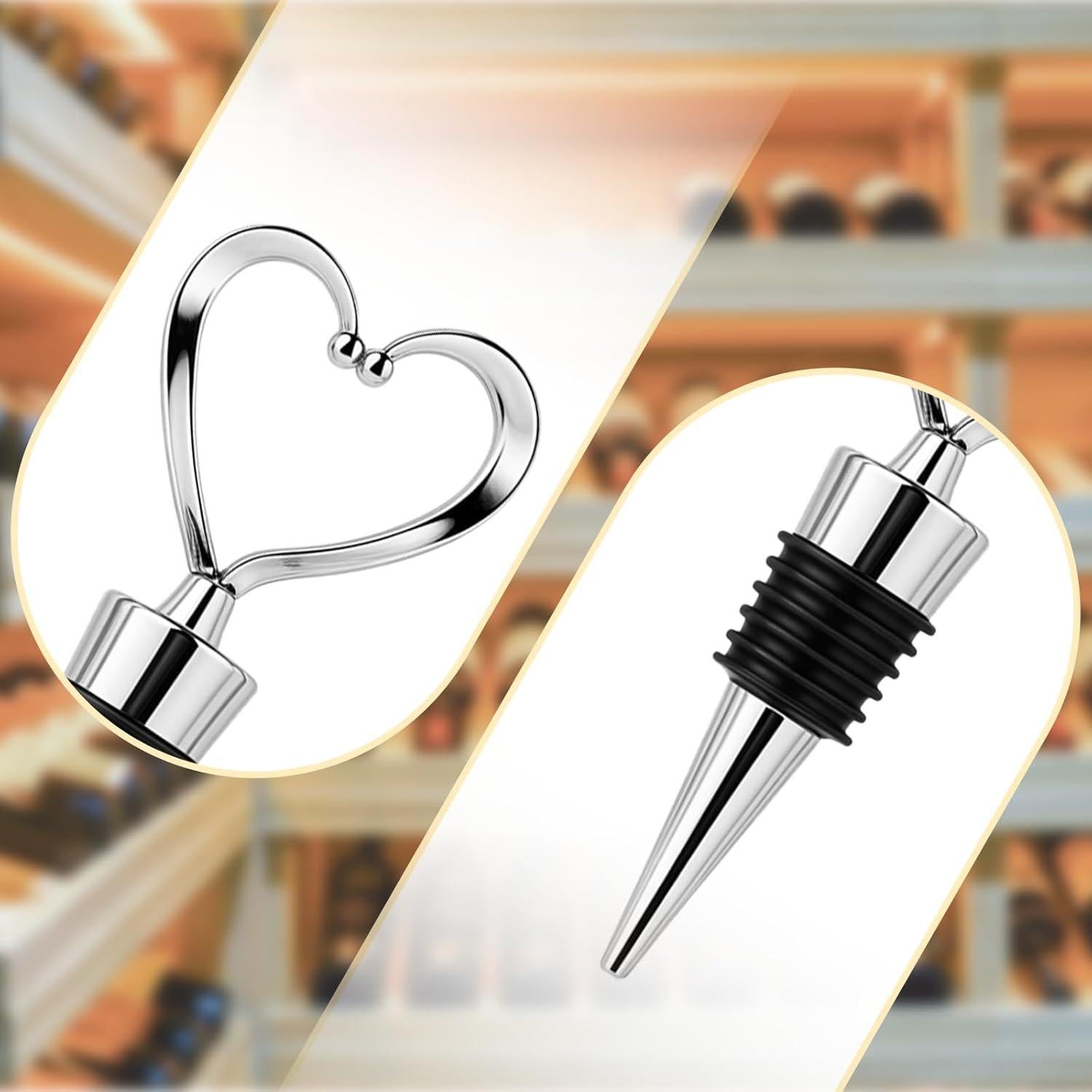 6 Tapones de Botella de Vino Reutilizables Corazón Hariendny